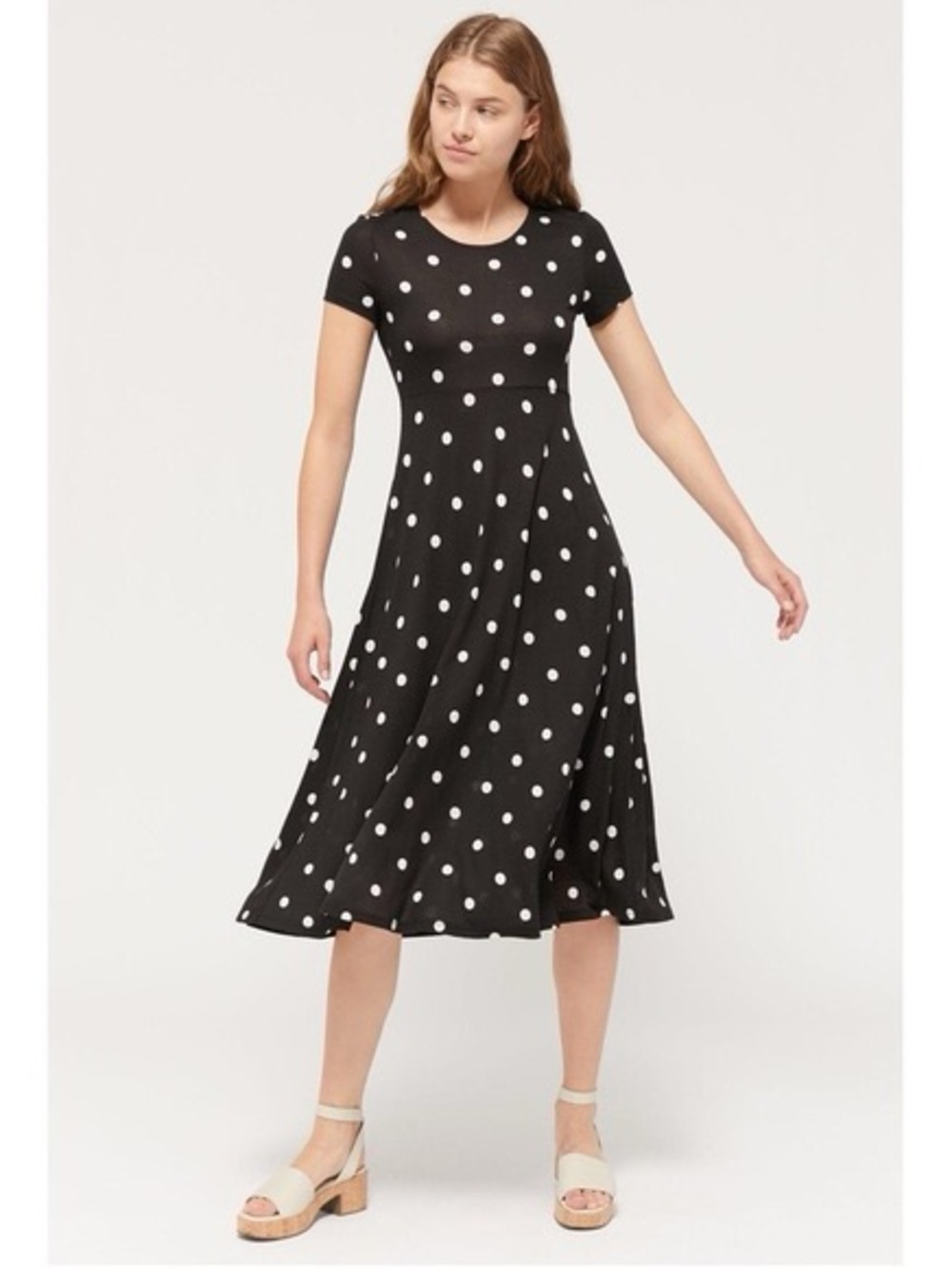Urban Outfitters Darby Polka Dot Midi Dress Coquette Minimalist Romantic